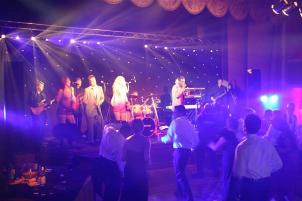 A combination of the star cloth, (l.e.d.) Effect's lighting, stage Par can's and the subtle use of Haze